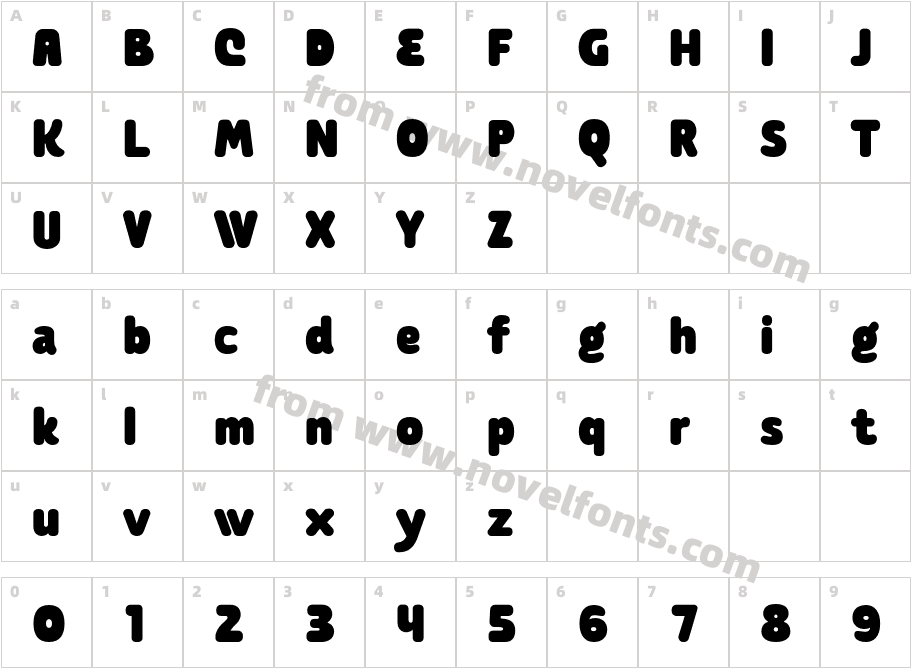 Baked BoldCharacter Map