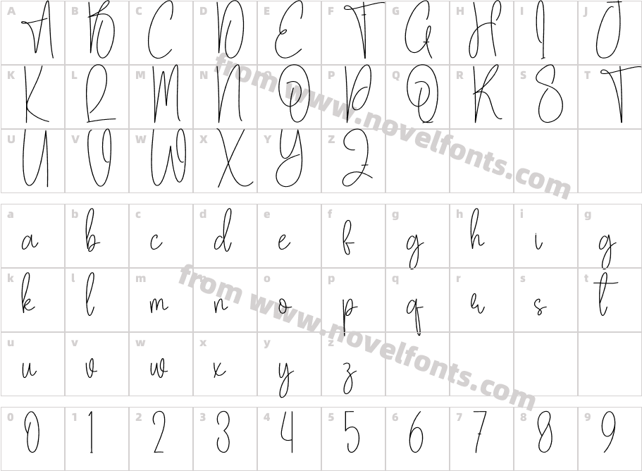 Bakery Signature RegularCharacter Map