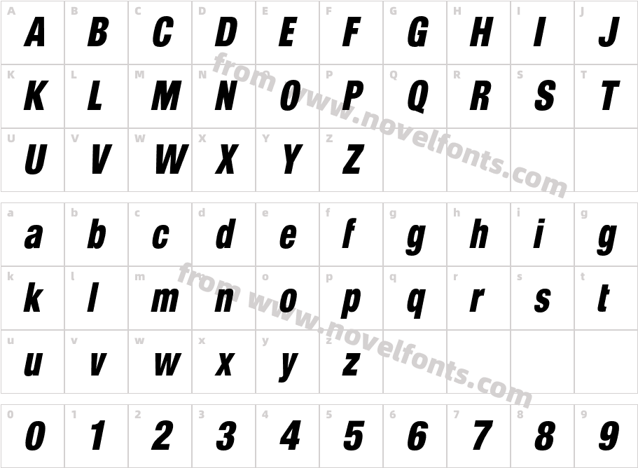 Balbek ObliqueCharacter Map