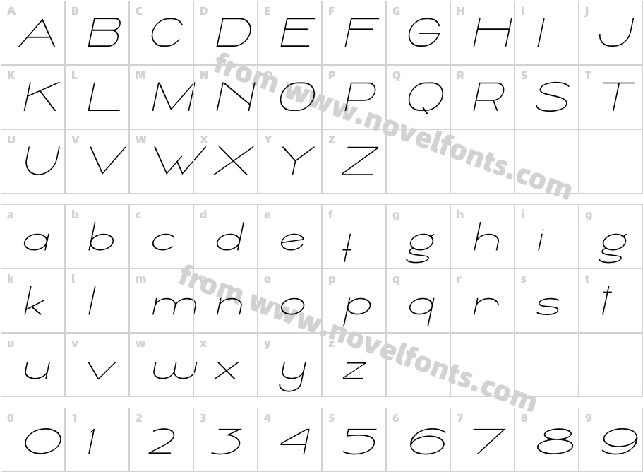 Ballado Thin 2 ItalicCharacter Map