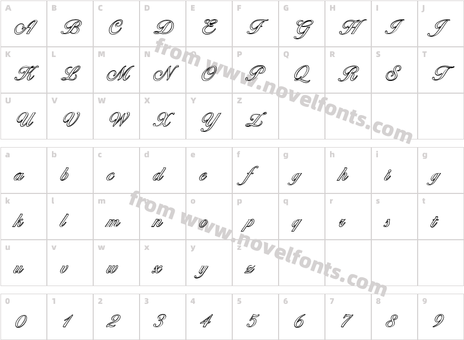 Ballantines Outline Light RegularCharacter Map
