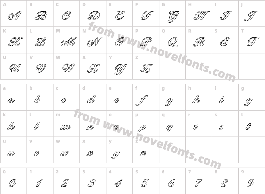 Ballantines Outline Xbold RegularCharacter Map