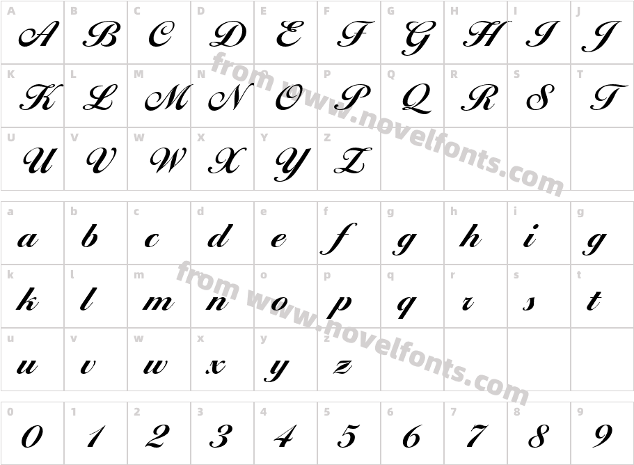 Ballantines Script EF BoldCharacter Map