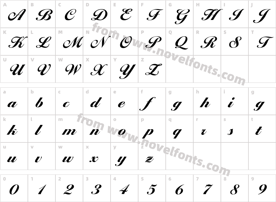 Ballantines Script EF Extra BoldCharacter Map