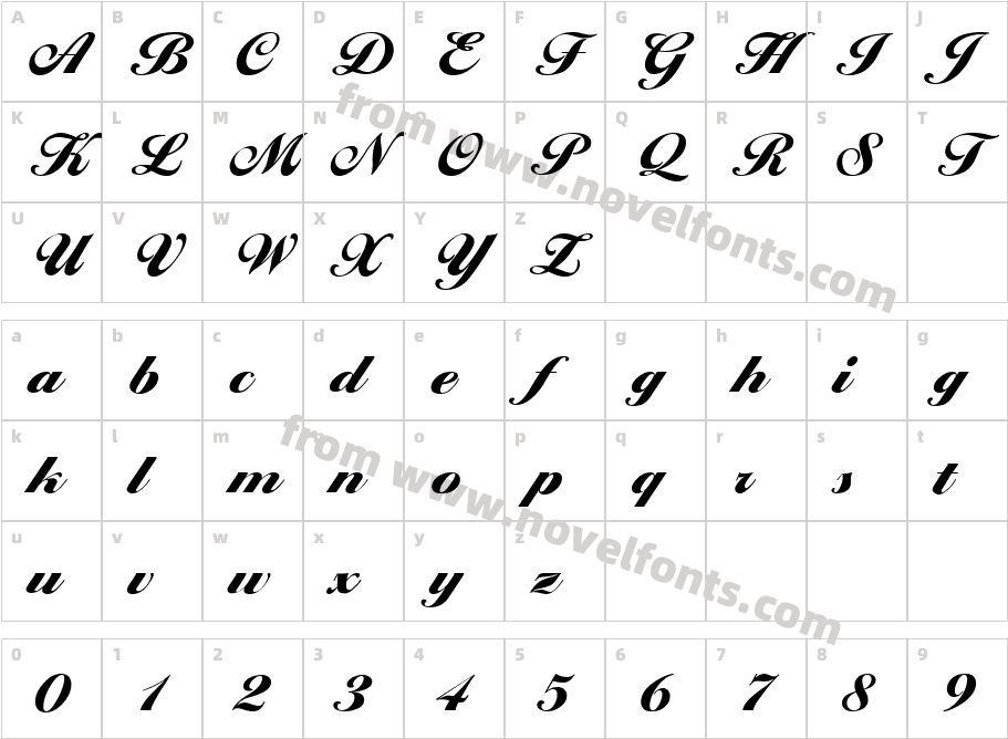 Ballantines Script EF HeavyCharacter Map