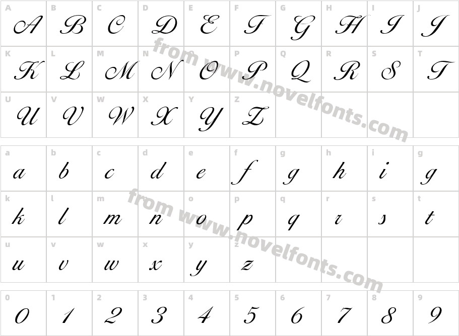 Ballantines Script EF LightCharacter Map