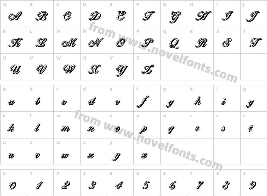 Ballantines Shadow Light RegularCharacter Map