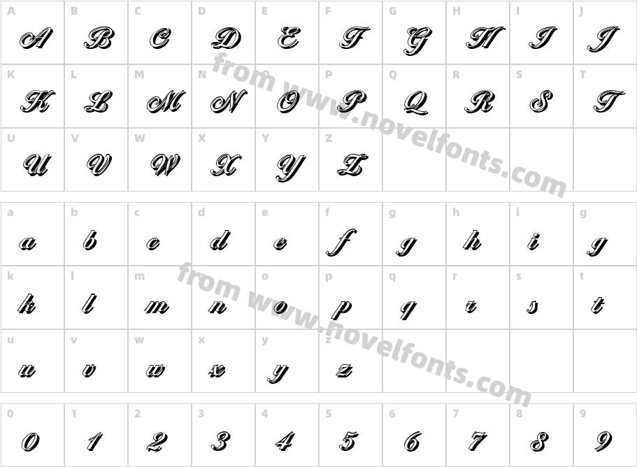 Ballantines Shadow Medium RegularCharacter Map