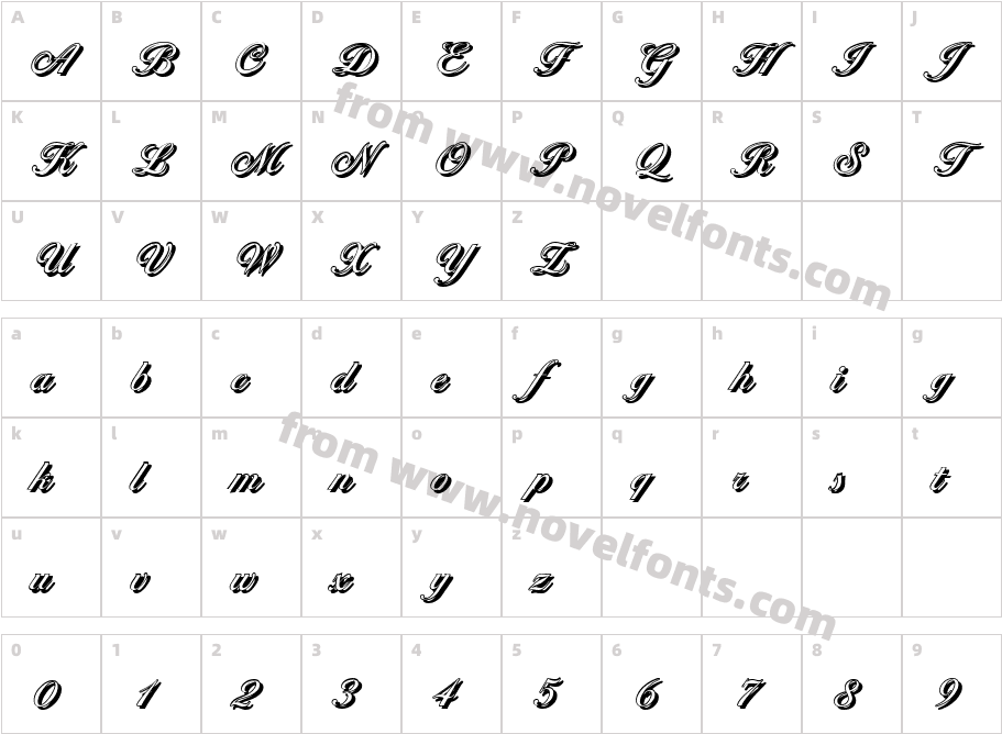 Ballantines Shadow RegularCharacter Map