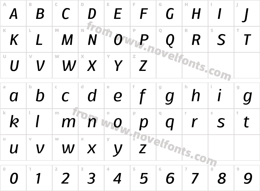 Ballarih Semibold ItalicCharacter Map