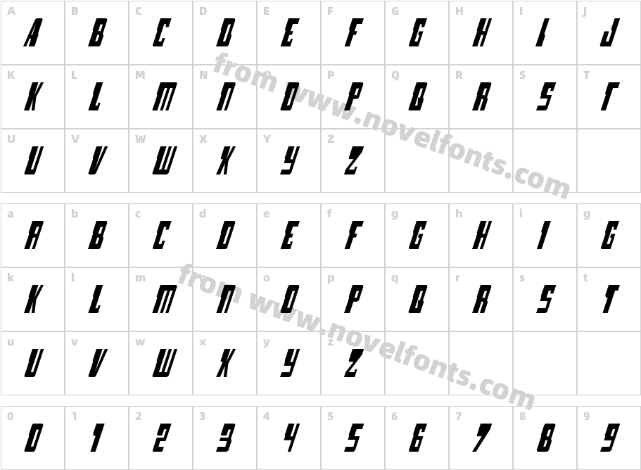 Lamprey Condensed ItalicCharacter Map