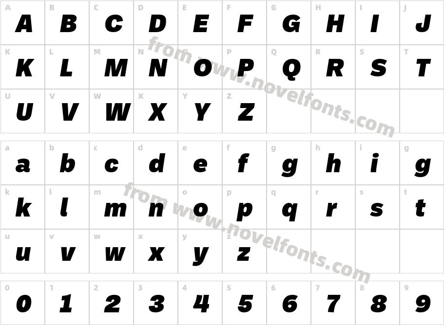 Ballinger Black ItalicCharacter Map