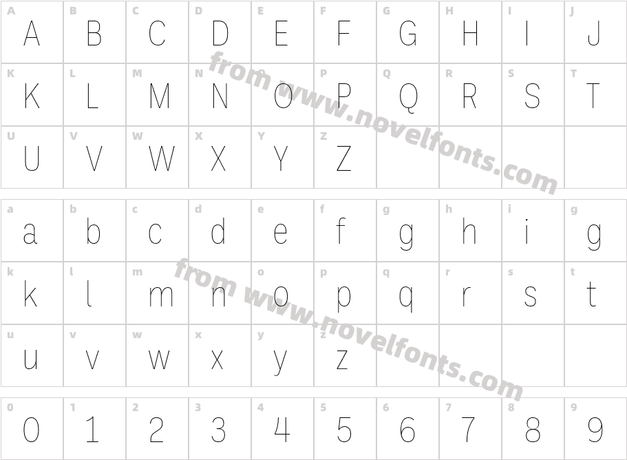 Ballinger Condensed ThinCharacter Map