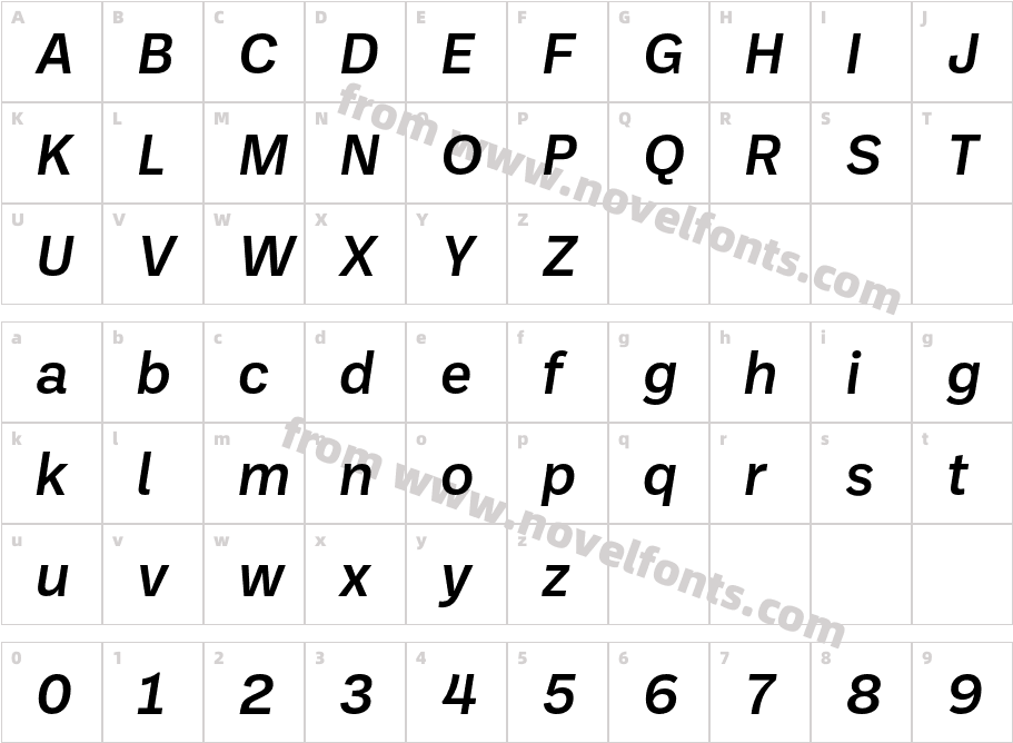 Ballinger Medium ItalicCharacter Map