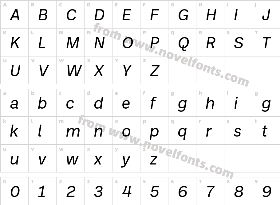 Ballinger Regular ItalicCharacter Map