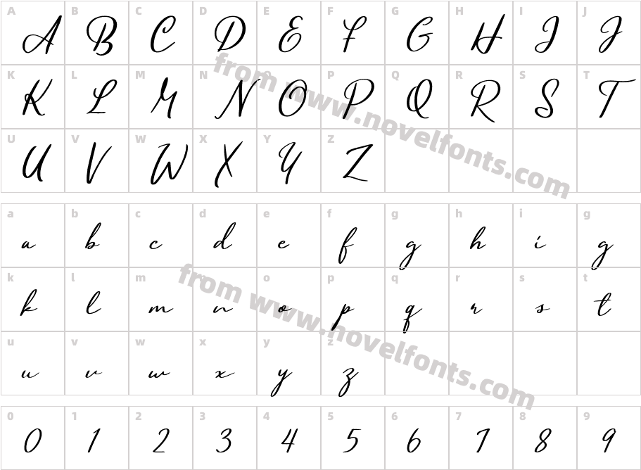 Balony Script RegularCharacter Map