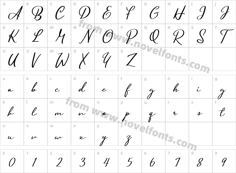 Balony Script RegularCharacter Map
