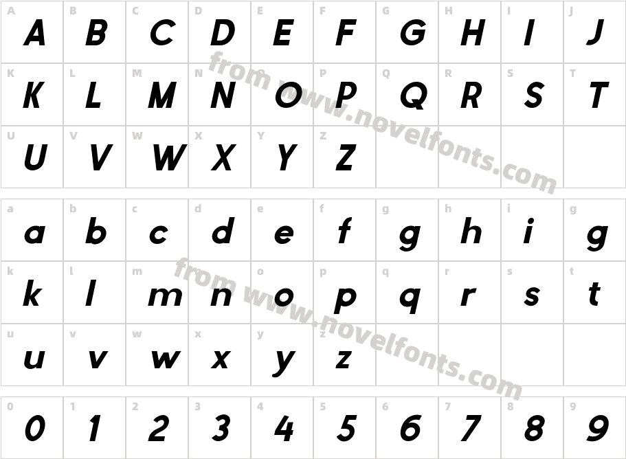 Baltore SlantedCharacter Map