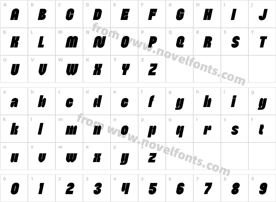 Bamboly ItalicCharacter Map