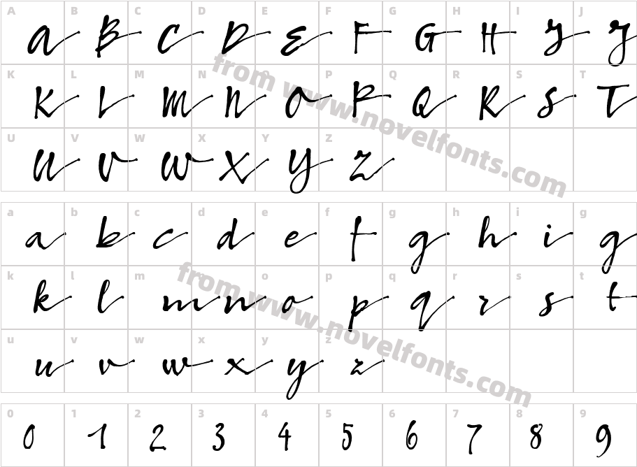 Bambusa W01 RegularCharacter Map