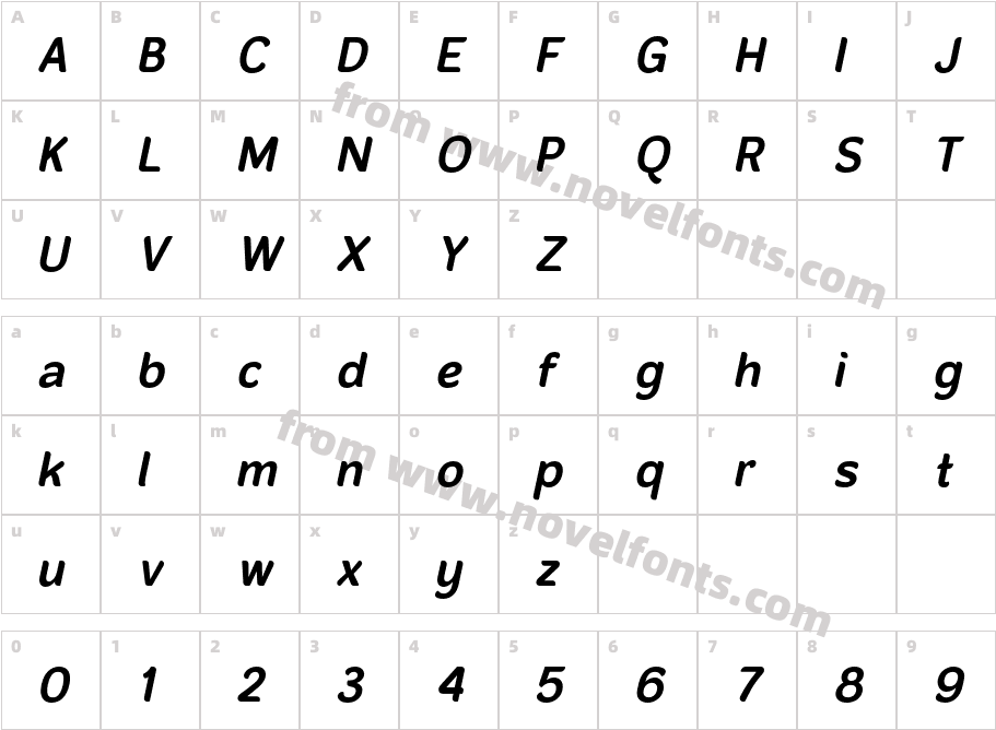 Banda Niera Medium ItalicCharacter Map