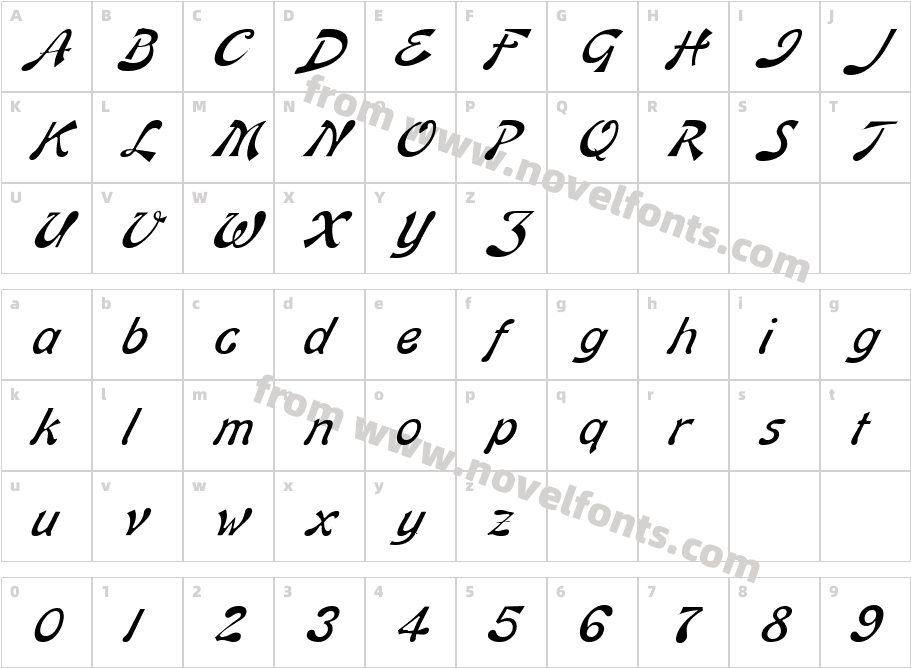 Banner Lite ItalicCharacter Map