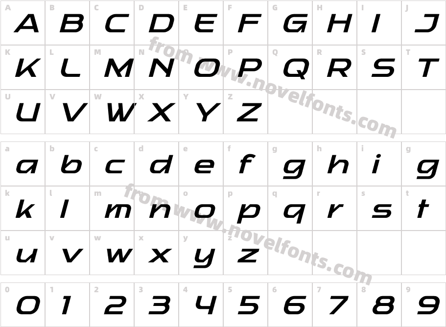 Baradig Bold ItalicCharacter Map