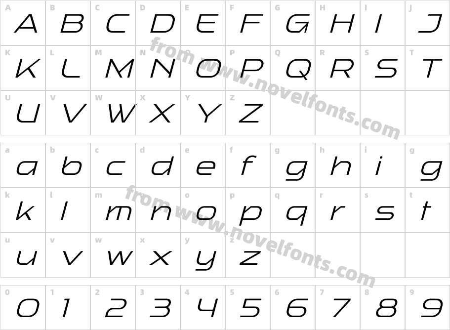 Baradig ItalicCharacter Map