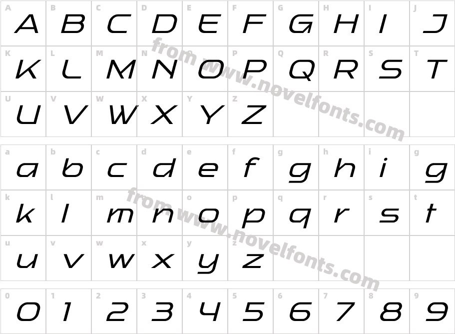 Baradig Medium ItalicCharacter Map