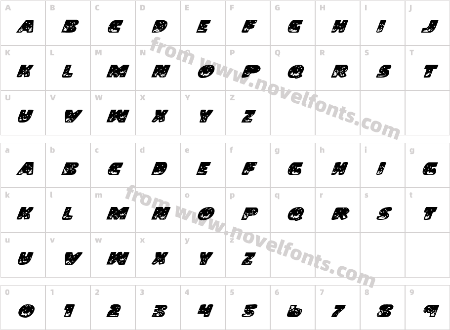 Land Shark ItalicCharacter Map