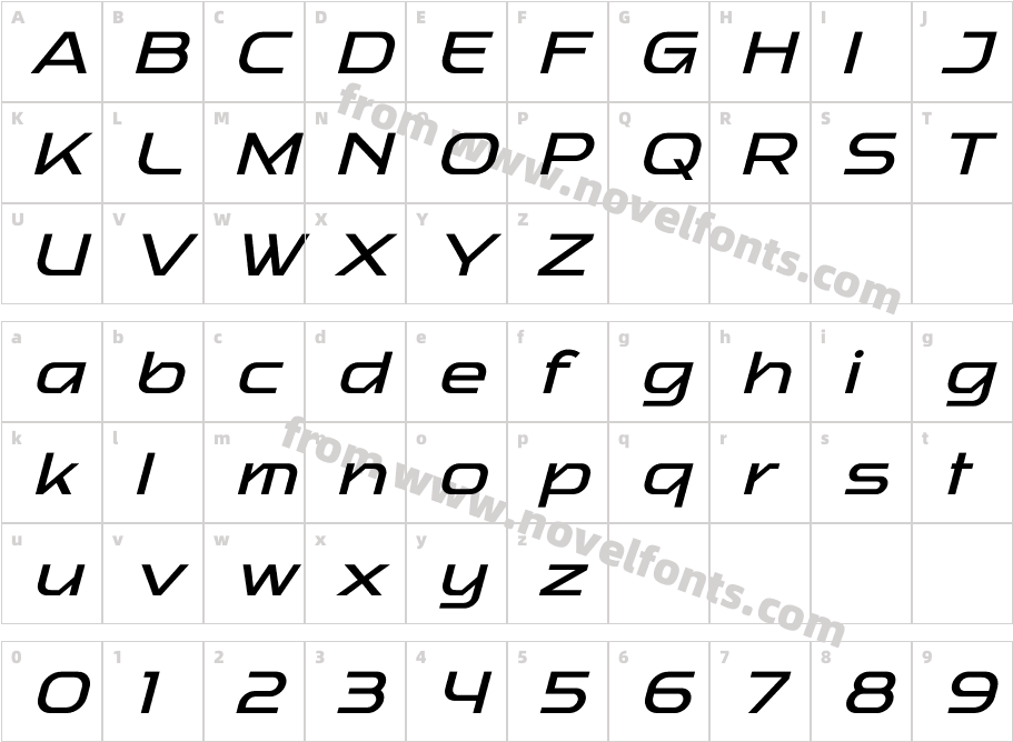 Baradig Semibold ItalicCharacter Map