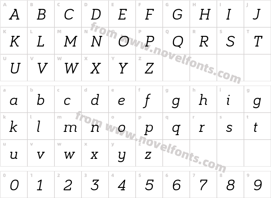 Bariol Serif Regular ItalicCharacter Map