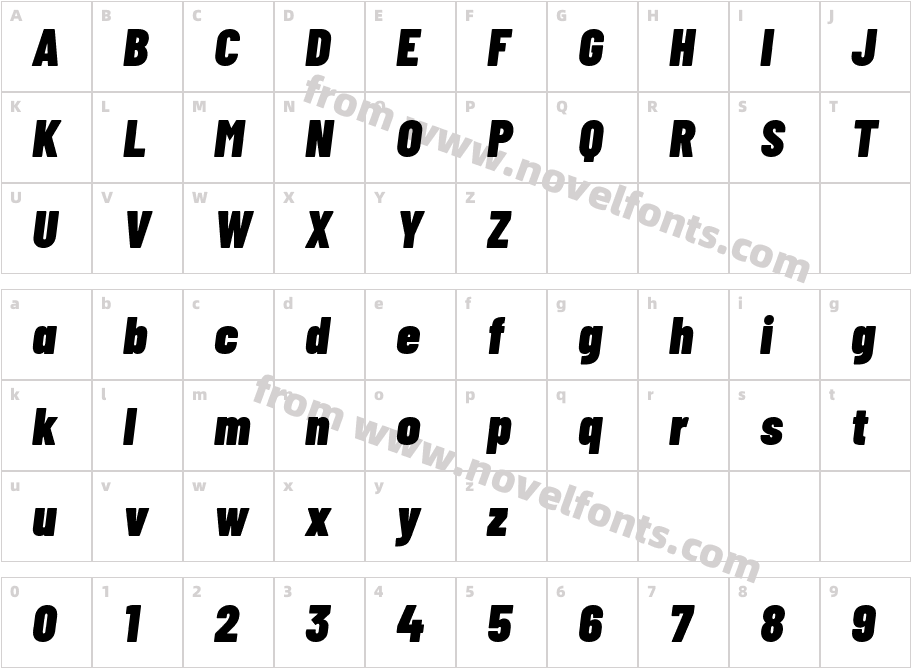 Barlow Condensed Black ItalicCharacter Map
