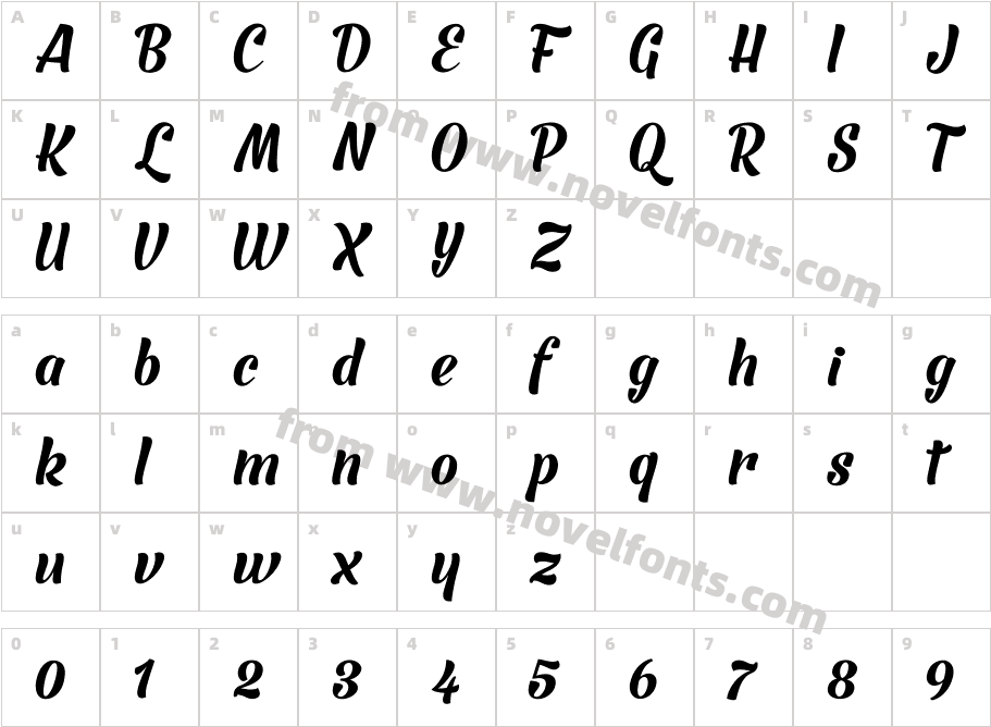 Barracuda Script Regular W00 RgCharacter Map