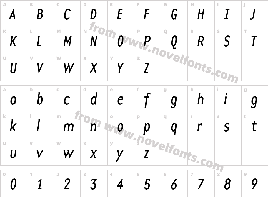 Base12 SansOT Reg ItalicCharacter Map