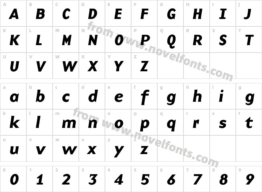 Base9 SansOT Bold ItalicCharacter Map