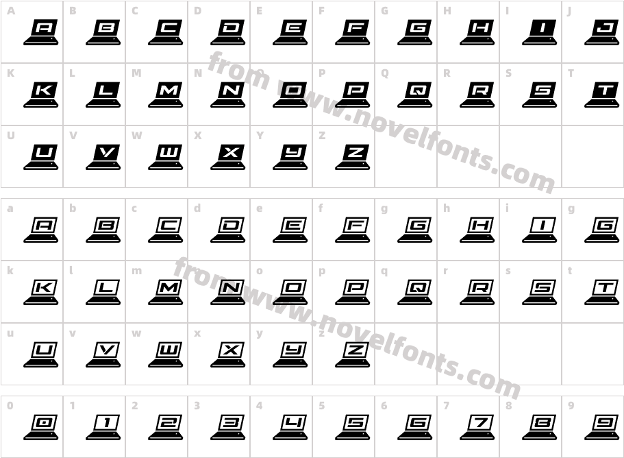 LapTop ItalicCharacter Map