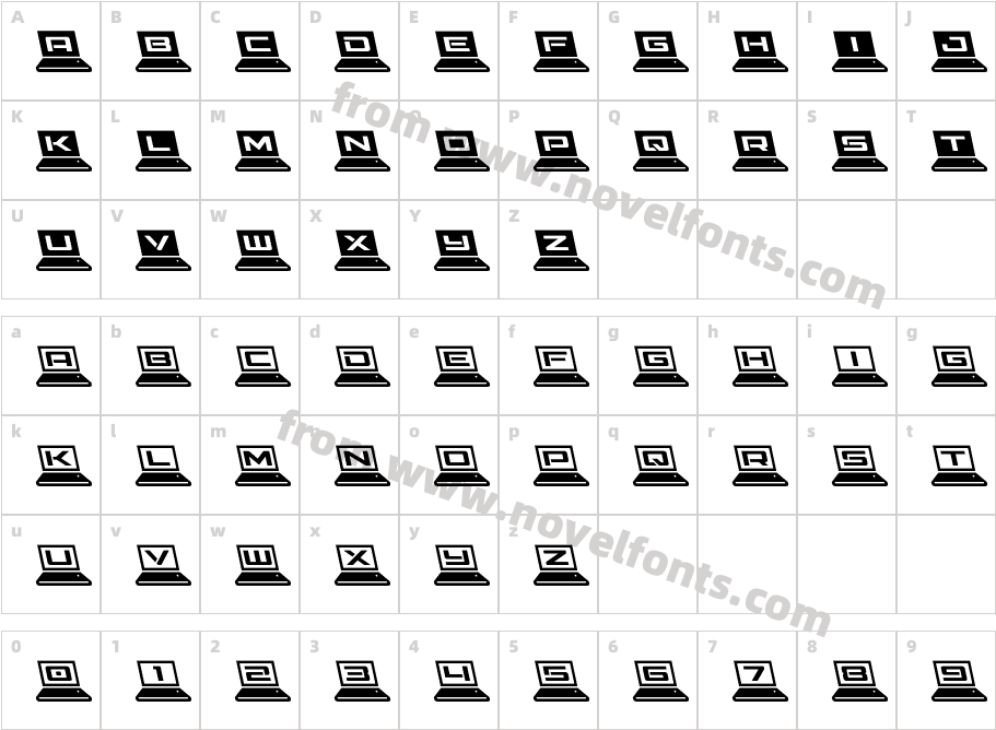 LapTop LeftalicCharacter Map