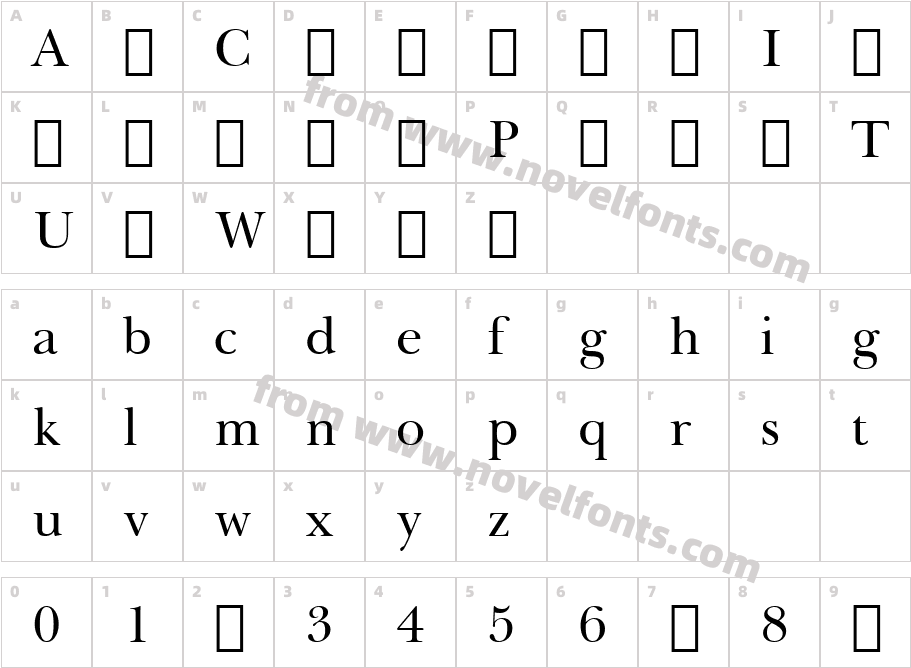 Baskerville BT RomanCharacter Map