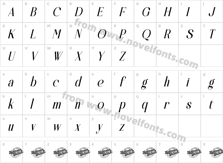 Bastible DEMO VERSION ItalicCharacter Map