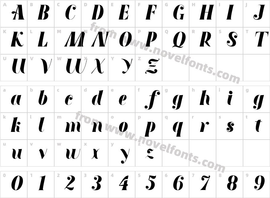 Batagore ItalicCharacter Map
