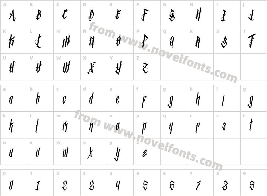 Bathory ItalicCharacter Map