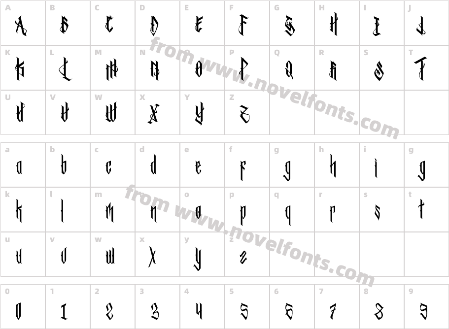Bathory RegularCharacter Map