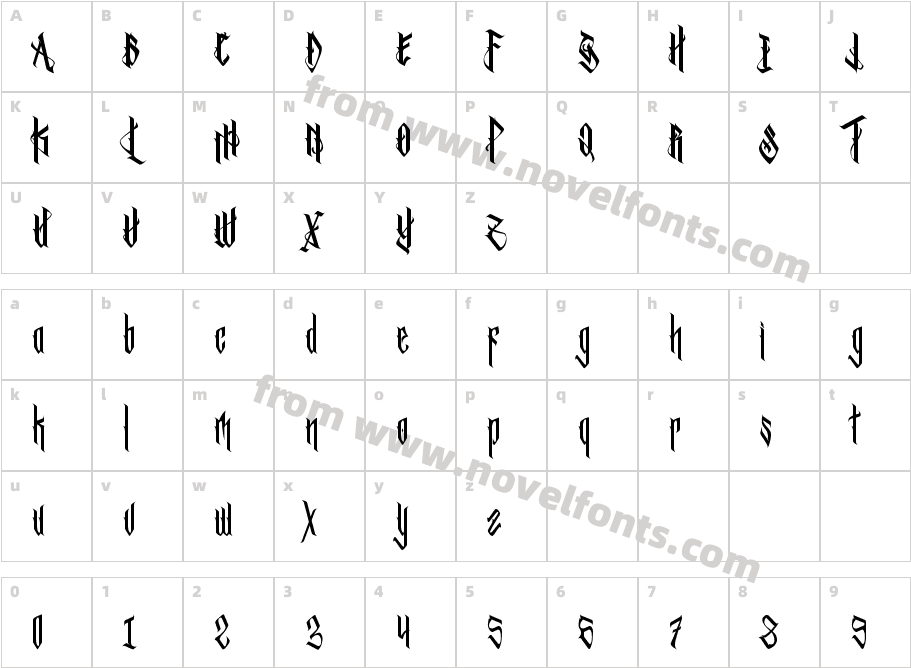 Bathory RegularCharacter Map