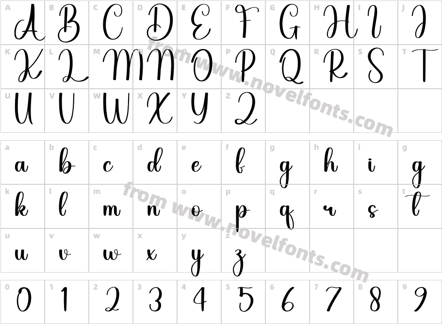 Batique RegularCharacter Map