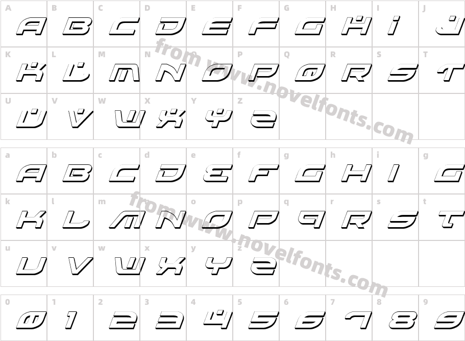 Battlefield Shadow ItalicCharacter Map