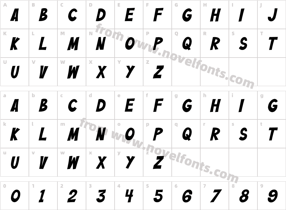Bazinga Regular ItalicCharacter Map