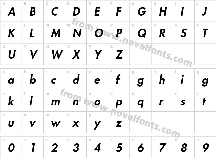 Beatles Heavy Italic T.Character Map