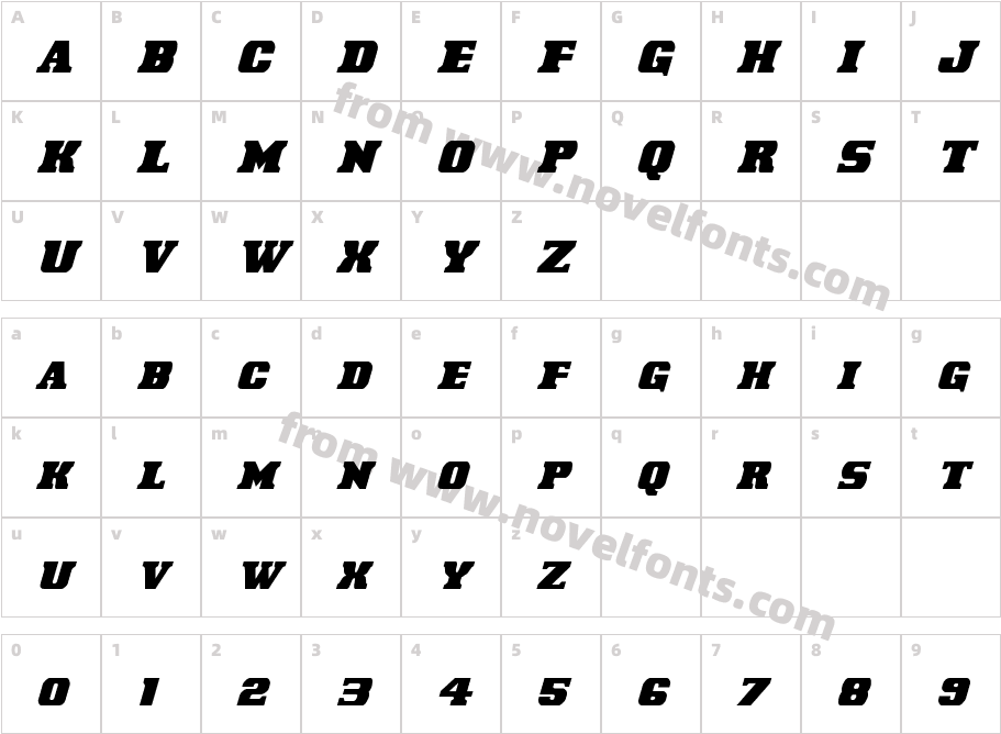 Laredo Trail Condensed ItalicCharacter Map