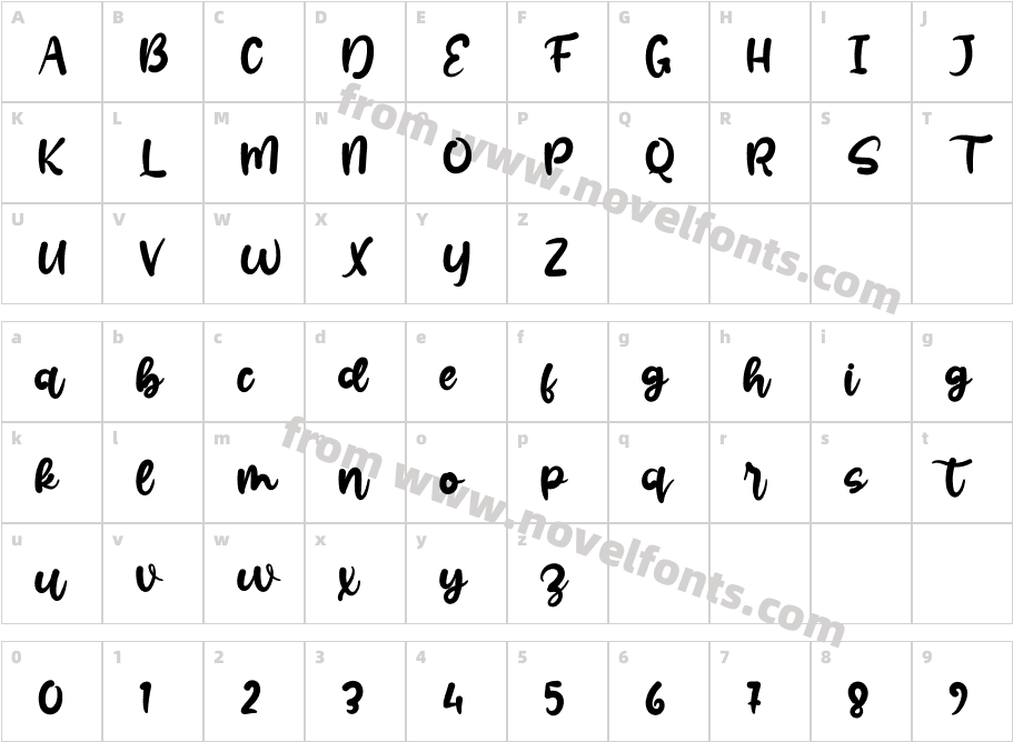 Beauty Brush RegularCharacter Map